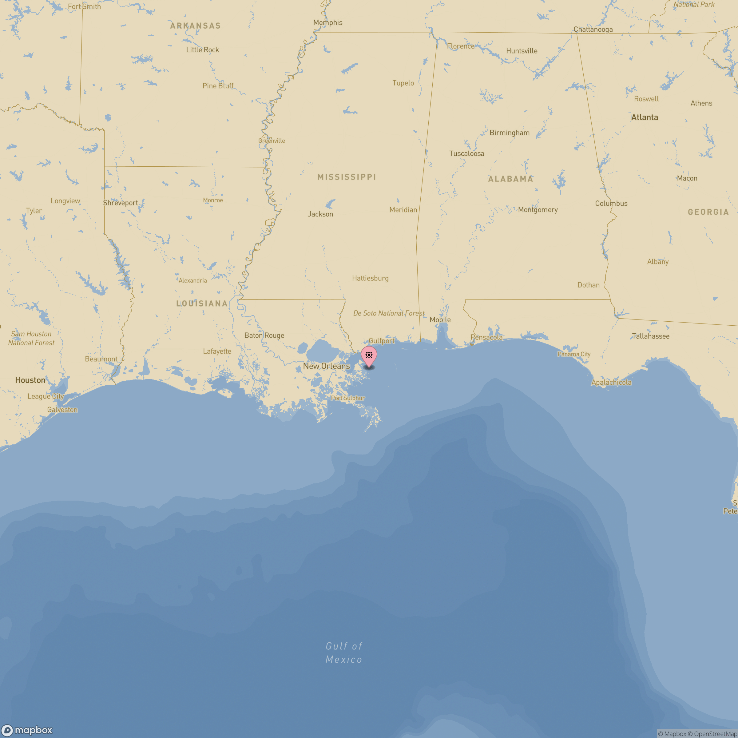 Mapa de naufragios en Louisiana